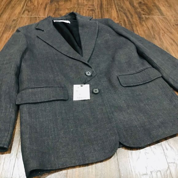 NWT Zara dark grey 2 button blazer long line - Picture 2 of 6
